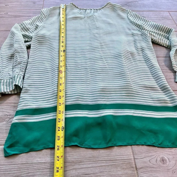 Joie Womens Green Striped Silk Pintuck Pleated Long Sleeve Blouse Size Small - Picture 9 of 9
